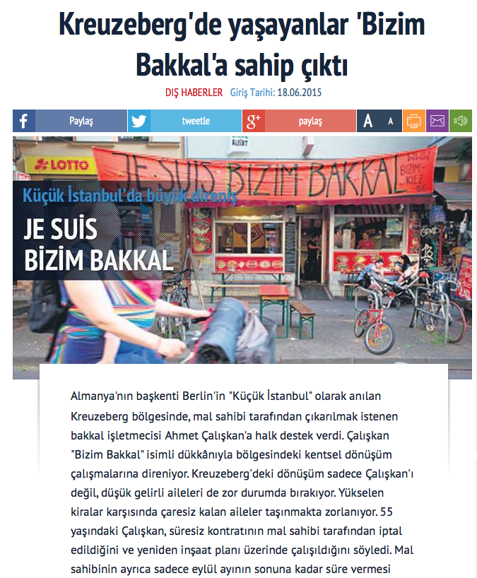 Screenshot aus der Online-Ausgabe der türkischen Tageszeitung »Sabah«